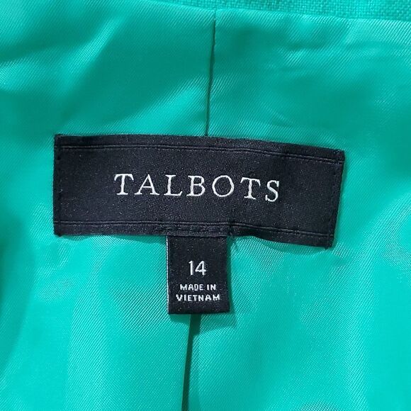 🔹️Talbots Green Linen Lightweight Open Front Blazer Size 14 - Picture 6 of 9